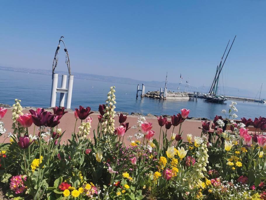 Appartement Vue Sur Le Golf Et Le Lac Leman Publier Exterior foto